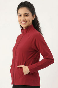 Zelocity Quick Dry Relaxed Fit Gym & Training Jacket - Deep Claret — thumbnail 2